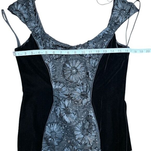 THEIA Black Velvet /Sequin Trumpet Hourglass Illusion Gown Formal Size 8 - Picture 11 of 13